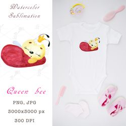 watercolor sublimation queen bee png, jpeg
