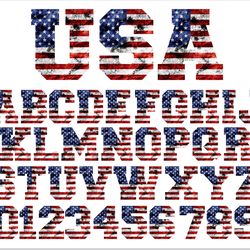 usa flag grunge letters and numbers font png files | usa flag font png, american flag letters patriotic 4th of july png