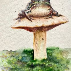 Toad Print, Toad Watercolor Print, Woodland Art, Frog Poster, Forest Decor, Goblincore Wall Art, Cottagecore Decor