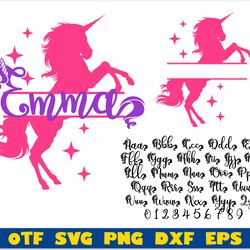 unicorn split monogram & unicorn font with tails | unicorn name font svg, unicorn monogram svg, unicorn font svg cricut