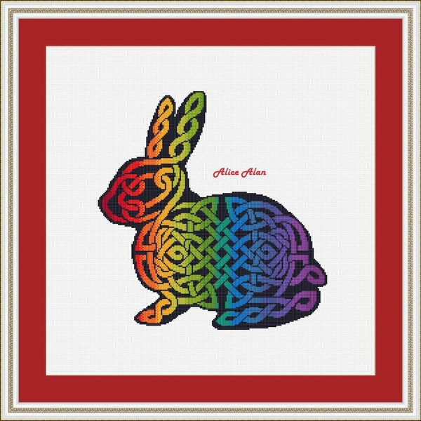 Cross stitch pattern Rabbit silhouette celtic knot ethnic | Inspire Uplift