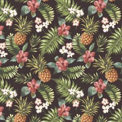 hawaiian pineapple hibiscus seamless tileable repeating pattern