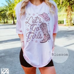 let's go girls comfort colors shirt, trendy western graphic tee, western cowboy y2k shirt vintage western country music