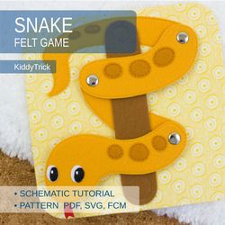 Felt Snake Sewing Pattern, Quiet Book Page tutorial