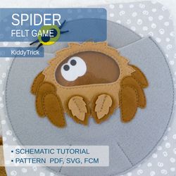 Felt Spider, Quiet Book Page Sewing Pattern