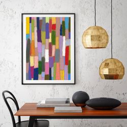 Printable pattern Abstract colored stripes, Large poster, Digital file, Home decor, Art print, Color oil pastel painting