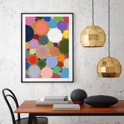 Printable pattern Abstract colored circles, Large poster, Digital file, Home decor, Art print, Color oil pastel painting