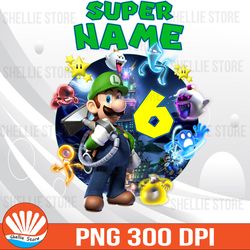 super luigi birthday png, custom super mario png, mario birthday png, custom personalized png, family matching png