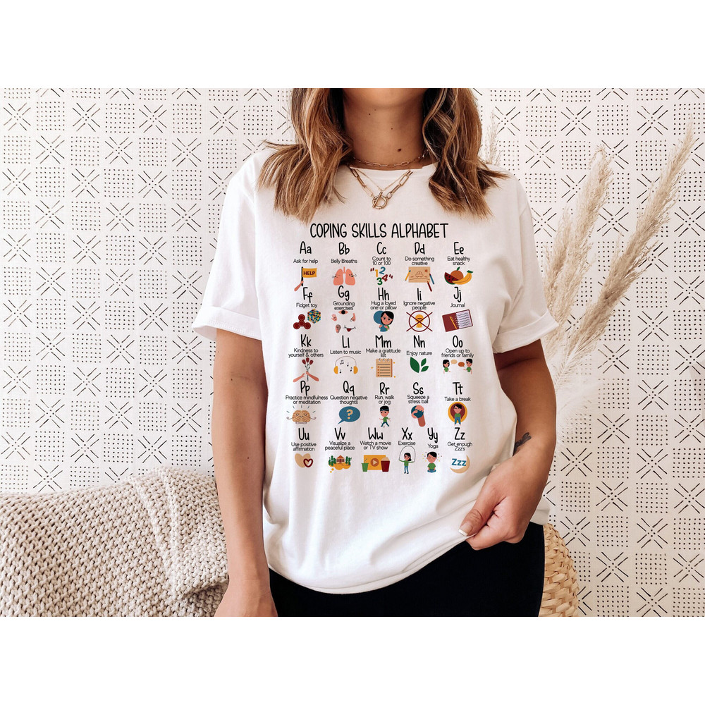Coping Skills Alphabet Shirt, Mental Health Shirt, School Counselor Shirt, Psychologist Shirt, School Social Worker, Mental Health Matters - 1.jpg
