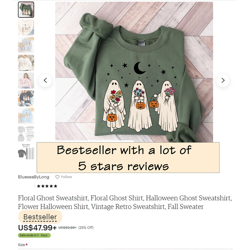 Floral Ghost Sweatshirt, Floral Ghost Shirt, Halloween Ghost Sweatshirt, Flower Halloween Shirt, Vintage Retro Sweatshirt, Fall Sweater - 2.jpg