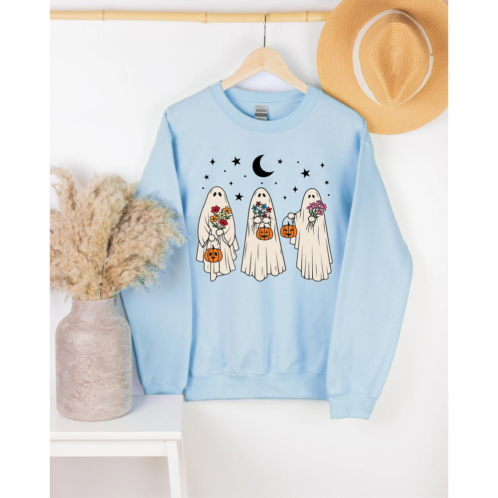 Floral Ghost Sweatshirt, Floral Ghost Shirt, Halloween Ghost Sweatshirt, Flower Halloween Shirt, Vintage Retro Sweatshirt, Fall Sweater - 8.jpg