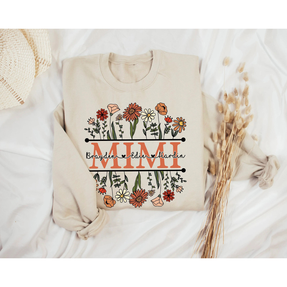 Personalized Wildflowers Mimi And Grandkids Sweatshirt, Grandma Autumn Sweatshirt Custom Kidname, Custom Grandma Sweatshirt With Grandkid - 1.jpg