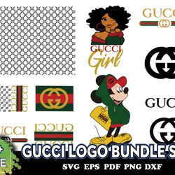 gucci logo bundle svg, gucci pattern svg, gucci minnie svg