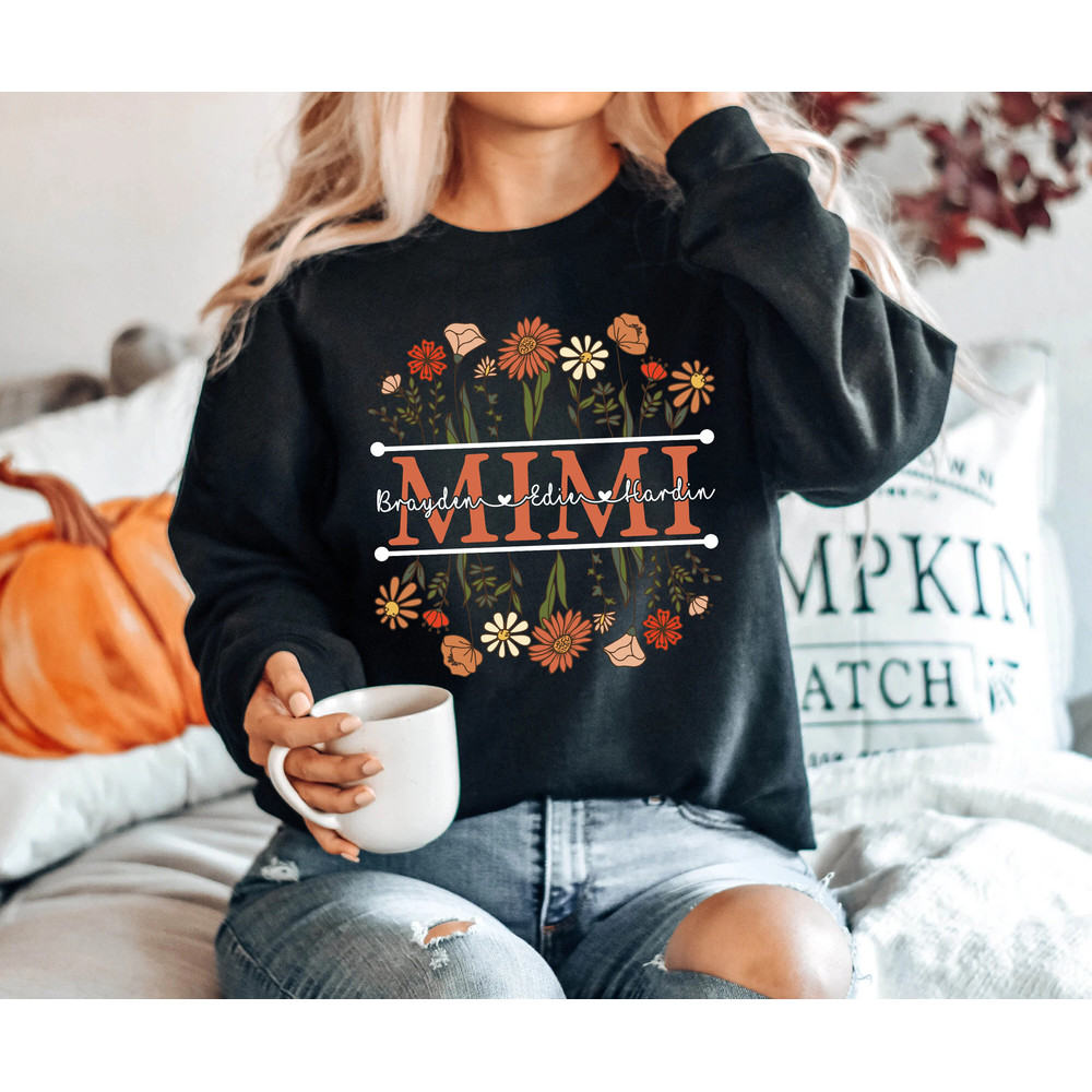 Personalized Wildflowers Mimi And Grandkids Sweatshirt, Grandma Autumn Sweatshirt Custom Kidname, Custom Grandma Sweatshirt With Grandkid - 5.jpg