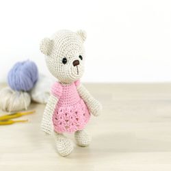PATTERN: Teddy Girl in a Lace Dress - Amigurumi Teddy Bear Crocheted Pattern and Tutorial