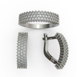 3d model of a jewelry ring and earrings for printing. engagement ring and earrings. 3d printing