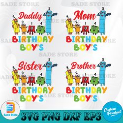 Numberblocks, Birthday Boy's Mom Design, Birthday Printable File for & Party Apparel, PNG File for Boy's Mom Birthday