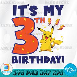 pokemon it s my 6th birthday! pikachu celebration svg, pokemon birthday svg, birthday svg, digital download