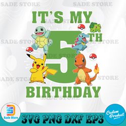 Pokemon It's My 6th Birthday! Pikachu Celebration Svg, Pokemon Birthday Svg, Birthday svg, Digital Download