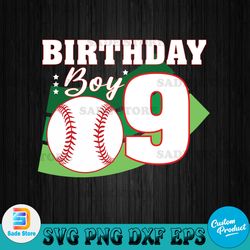 9th birthday svg, baseball birthday party svg, 9th birthday boy svg, baseball birthday svg, digital download