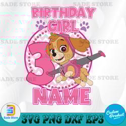 skye paw patrol birthday svg, paw patrol birthday svg, personalized birthday family svg, custom birthday paw patrol svg