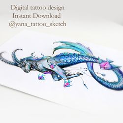 Capricorn Tattoo Design Colored Capricorn Zodiac Sign Tattoo Ideas Sketch  For Females, Instant download PNG, JPG