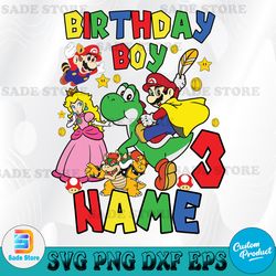 Super Mario Birthday Svg, Mario Birthday Svg, Custom Super Daddio Svg, Super Mario Birthday Family Svg, Mario Birthday