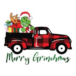 merry grinchmas png, grinch truck png, christmas truck buffalo plaid png, christmas truck png,  silhouette svg fies