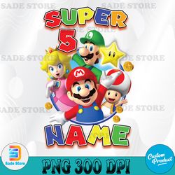 Custom Personalize Super Mario Birthday Png, Super Mario Family Party Png, Custom Super Mario Birthday Png