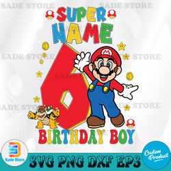 custom personalize super mario birthday svg, super mario family svg, custom super mario birthday svg