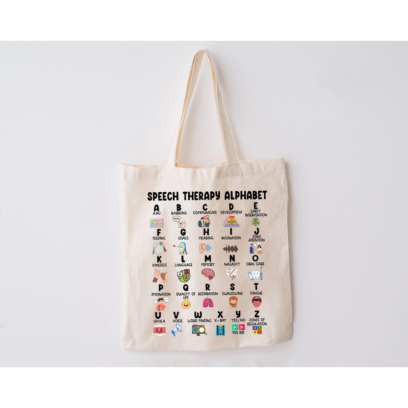 Speech Therapy Alphabet Tote, ABC of Speech Therapist, SLP SLPA Bag, Speech Pathologist Tote Bag, Slp Tote, Speech Appreciation Gift Bag - 2.jpg