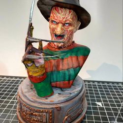 Freddy Krueger Bust 3D printed hand painted custom figure, Freddy Krueger Bust figure handpaint high detail