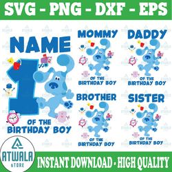 personalized blues clues birthday family of the birthday boy svg, blues clues birthday png, custom name birthday family