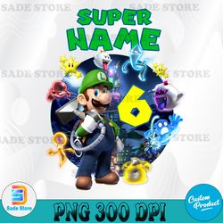 super luigi birthday png, custom super mario png, mario birthday png, custom personalized png, family matching png