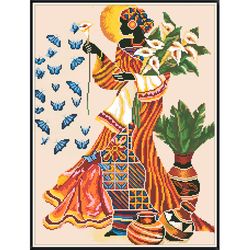 PDF Cross Stitch Digital Pattern - Folk outfit with butterflies and white callaas - Embroidery Counted Templates