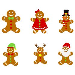 gingerbread man bundle, gingerbread woman, gingerbread santa,gingerbread reindeer svg, silhouette svg fies