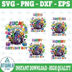 custom nme rainbow friends birthday png bundles, rainbow family character, rainbow birthday, rainbow friends png, gamer