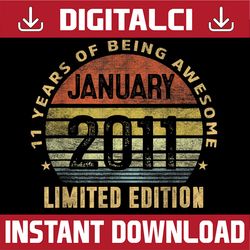 11th birthday men vintage january 2011 11 years old png