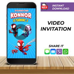 personalized spidey and his amazing friends birthday video animated invitation, spidey video birthday invitation