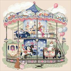 PDF Cross Stitch Digital Pattern - The Carousel - Embroidery Counted Templates