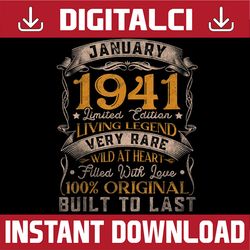 born in january 1941 vintage 80th birthday 80 years old png