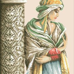 pdf cross stitch digital pattern - moorish woman - embroidery counted templates