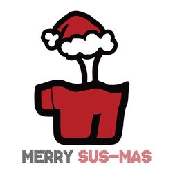 merry sus-mas red among us crewmate character bone santa hat christmas svg, silhouette svg fies