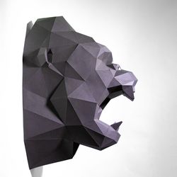 King Kong Head Paper Craft, Digital Template, Origami, PDF Download DIY, Low Poly, Trophy, Sculpture, 3D Model , Gorilla
