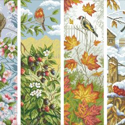 pdf cross stitch digital pattern - the landscapes - seasons - birds - embroidery counted templates