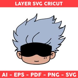 Gojo Satoru Svg, Gojo Chibi Svg, Gojo Face Svg, Jujutsu Kaisen Svg, Anime Character Svg, Anime Svg -Digital File