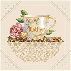 PDF Cross Stitch Digital Pattern - The Cup for the Mother - Embroidery Counted Templates