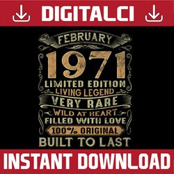 vintage 50 years old february 1971 50th birthday png