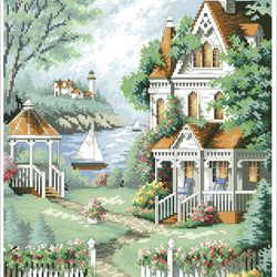 PDF Cross Stitch Digital Pattern - The Cove Haven Inn - Embroidery Counted Templates