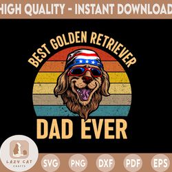 Best Dog Dad Ever Golden Retriever Retro Vintage png, digital download prints,Golden Retriever, Dog png, Animal Lover pn